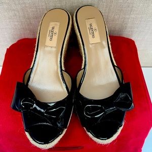 Valentino Black Espadrille Slide Wedge EU size 39